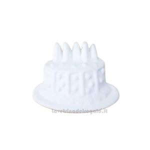 Gessetto bianco Bomboniera Compleanni a forma di Torta 3 cm - Decorazioni