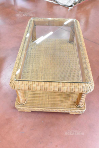 Table Wicker With Crystal 115x70x47 Cm