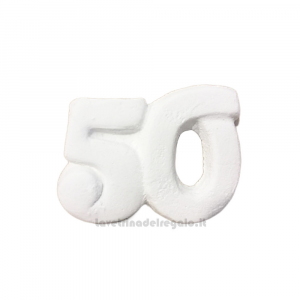 Gessetto bianco Bomboniera 50° Anniversario Nozze numero 4x3 cm - Decorazioni