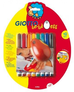 Giotto Bebe 464100  Egg + 8 Super Pennarelli Lavalibi Primi Colori Supporto Mani