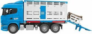 Bruder A?Camion Scania Per Trasporto Bestiame Animali Con Personaggi 03548