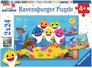 Ravensburger Puzzle Baby Shark Puzzle 2x24 pz Puzzle per Bambini 05124