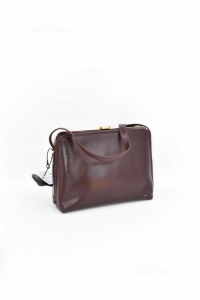 Bag Woman In Leather Brown Vintage With Shoulder Strap 25x18x8 Cm
