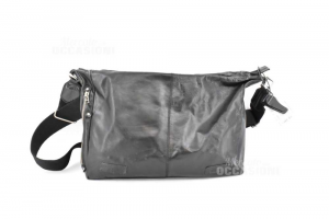Shoulder Strap In True Leather Black Koan With Zipper Side 37x27 Cm