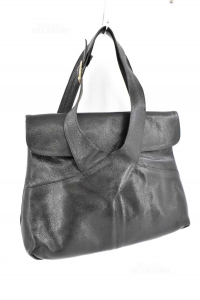 Bag Woman In Leather Black Model Vintage 27x22 Cm