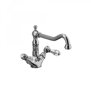 Single-hole sink mixer with old-style spout Lybra Suite Frattini