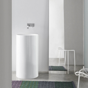 Ceramic freestanding basin without tap hole Ovvio Nic Design 