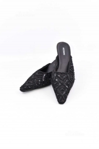 Slippers Woman Anymore Size 37 Black Pearls