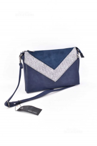 Bag Clutch Bag Blue Woman New Faux Leather 30x20 Cm