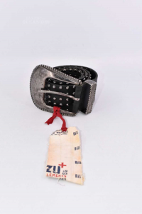 Belt In Genuine Leather With Studs Length 110 Cm