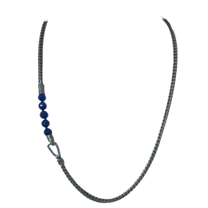 COLLANA ULYSSES BEADED LAPIS WITH SILVER CHAIN