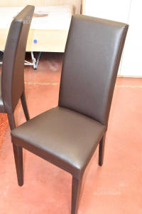 6 Chairs In Faux Leather Brown New Model 536