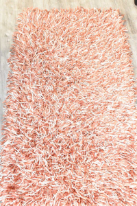 Carpet Tessile Of Art Spaghetti Gold 55x100 Cm Hand Made White And Pink