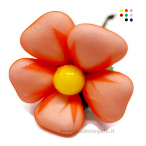 Fiore di Confetti Margheritina Cuore in tulle vari colori di Sulmona - 48 PEZZI - Bomboniera