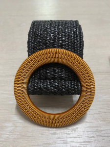 Cintura in rafia elasticizzata nera