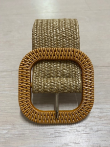 Cintura in rafia elasticizzata brown