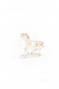 Statue Ceramic Horse Alpha Made In Italy 25x22 Cm