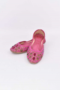 Slippers Egiziane Artisanal Size 37 Embroided Pink