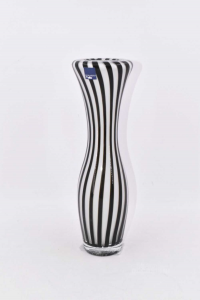 Vase Glass Flower Stand Of Design Leonardo Striped White Black H 30 Cm
