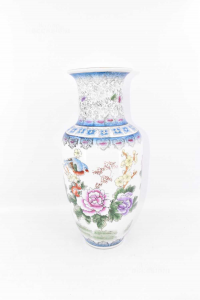 Vase Ceramic Flower Holder Chinese Hand Painted H 41 Cm