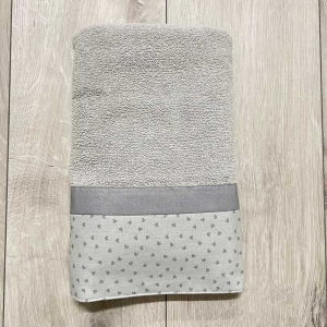 Coppia asciugamani balza stampa digitale cuoricini grigio