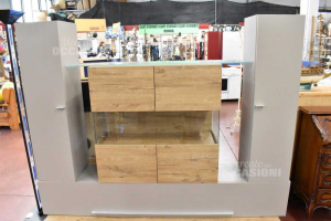 Cabinet Living Room Modular Wood Beige Gray (base - 3 Colone Pensili -