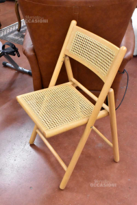 5 Chairs Foldable In Wood With Sitting Braided Perforated