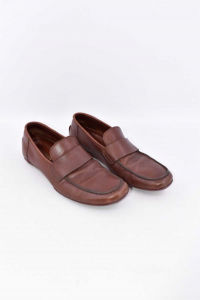 Moccasins Man Awarded Size 41 Brown In Real Leather