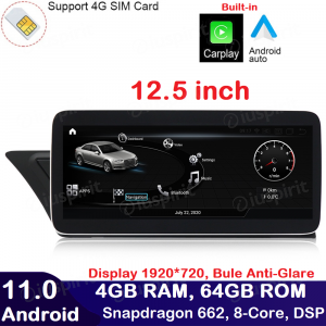 ANDROID navigatore per Audi A4 A5 S5 RS4 RS5 8K B8 8T 4L 2008-2016 CarPlay Android Auto 12.5 pollici 4GB RAM 64GB ROM Octa-Core Bluetooth GPS WI-FI