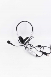 Headphones With Microphone Ednet Gray Black
