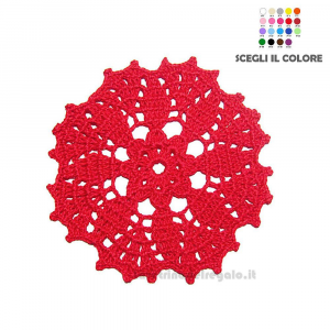 Sottobicchiere rotondo Rosso ad uncinetto 13.5 cm - 4 PEZZI - Handmade in Italy