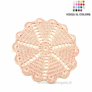 Sottobicchiere rosa ad uncinetto 14 cm - 4 PEZZI - Handmade in Italy