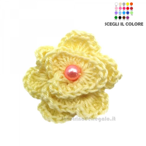Fiore per applicazioni giallo ad uncinetto 2 cm - 5 PEZZI - Handmade in Italy