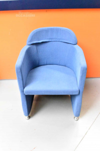 Armchair In Fabric Blue Removable Cover