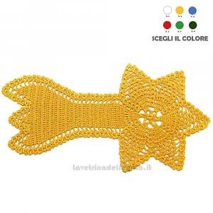 Centrino giallo Stella Cometa ad uncinetto 29x14 cm - Handmade in Italy