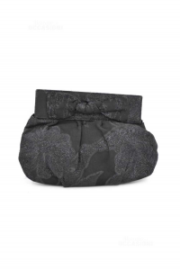 Clutch Bag Black With Bow Alessandro Meucci 28x18 Cm