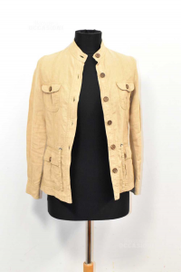 Jacket Woman And In Linen Beige Size S