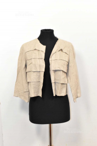 Jacket Woman In Linen Beige - Witches Size M