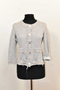 Jacket Woman Grey In Sweatshirt With Buttons Mother-of-pearl Size.m