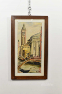Painting Painted Venezia\'s Canal Author Biasissi S.71x41 Cm Mod.by