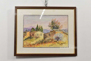 Painting Painted Countryside Landscape Author Biasissi 48x38 Cm