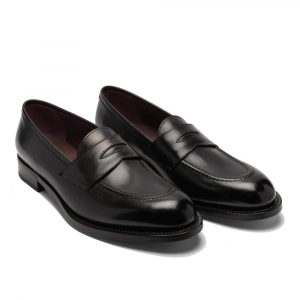 Pontaccio handmade men's shoes Loafer mocassins in black leather BV Milano