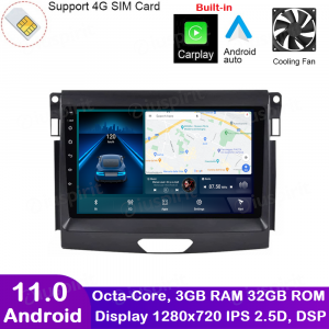 ANDROID autoradio navigatore per Ford Ranger 2015 2016 2017 2018 CarPlay Android Auto GPS USB WI-FI Bluetooth 4G LTE