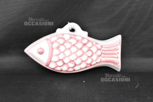 Object Thun Tile To Hang Fish White Pink 30 Cm
