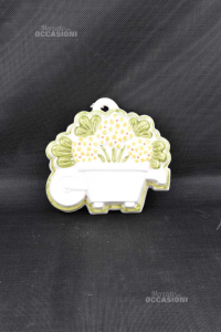 Object Thun Tile To Hang Carriola With Flowers White Green 20 Cm