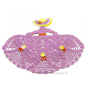 Centrino lilla a forma di dama ad uncinetto 28x22 cm - Handmade in Italy