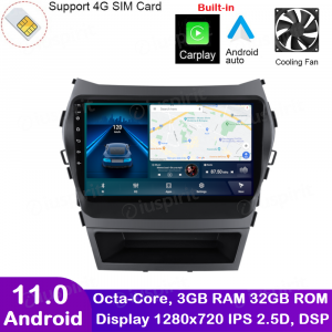 ANDROID autoradio navigatore per Hyundai IX45 Santa Fe 3 2013-2016 CarPlay Android Auto GPS USB WI-FI Bluetooth 4G LTE