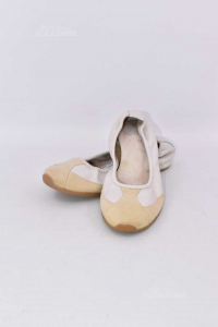 Dancers Woman Frau Size 37 White Pearl With Details Suede Beige