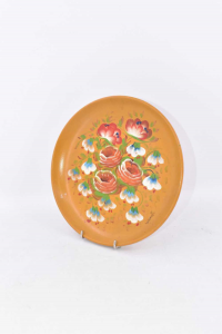 Piatto In Ceramica Colore Sabbia Fantasia Floreale Diametro 23 Cm
