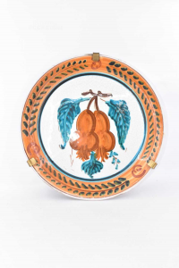 Piatto In Ceramica Dipinto A Mano Diametro 45 Cm Raffigurante Coppia Di Pere (difetto)